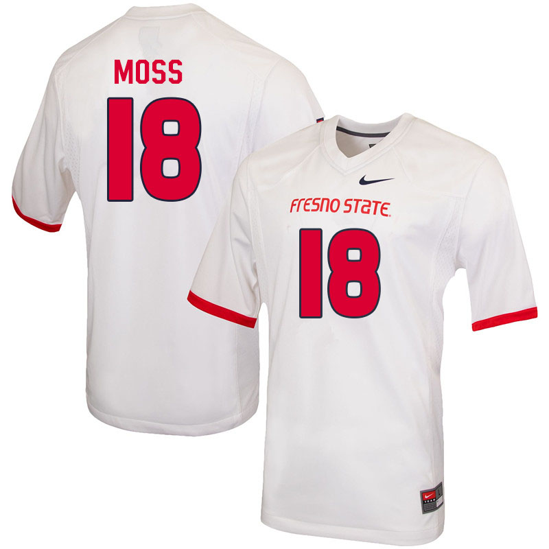 Men #18 Jalen Moss Fresno State Bulldogs College Football Jerseys Sale-White